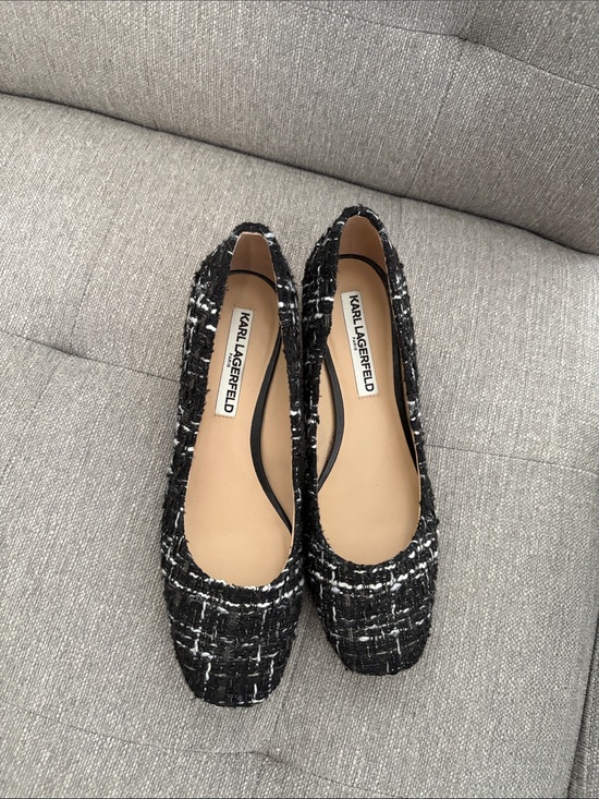 Karl Lagerfeld Shoes - Karl Lagerfeld Black & White Tweed Flats